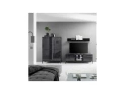 Meuble TV 2 Portes 2 Niches Marbre Noir Brillant - CALABRE -Meubles Soldes Boutique meuble tv 11127113