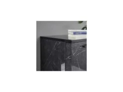 Meuble TV 2 Portes 2 Niches Marbre Noir Brillant - CALABRE -Meubles Soldes Boutique meuble tv 11127117