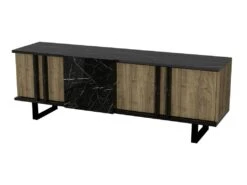 Meuble Tv Colorado Design 100 % Panneau De Particules Plaqué Mélaminé En Couleur Nogal, 150x54,6x37,1cm