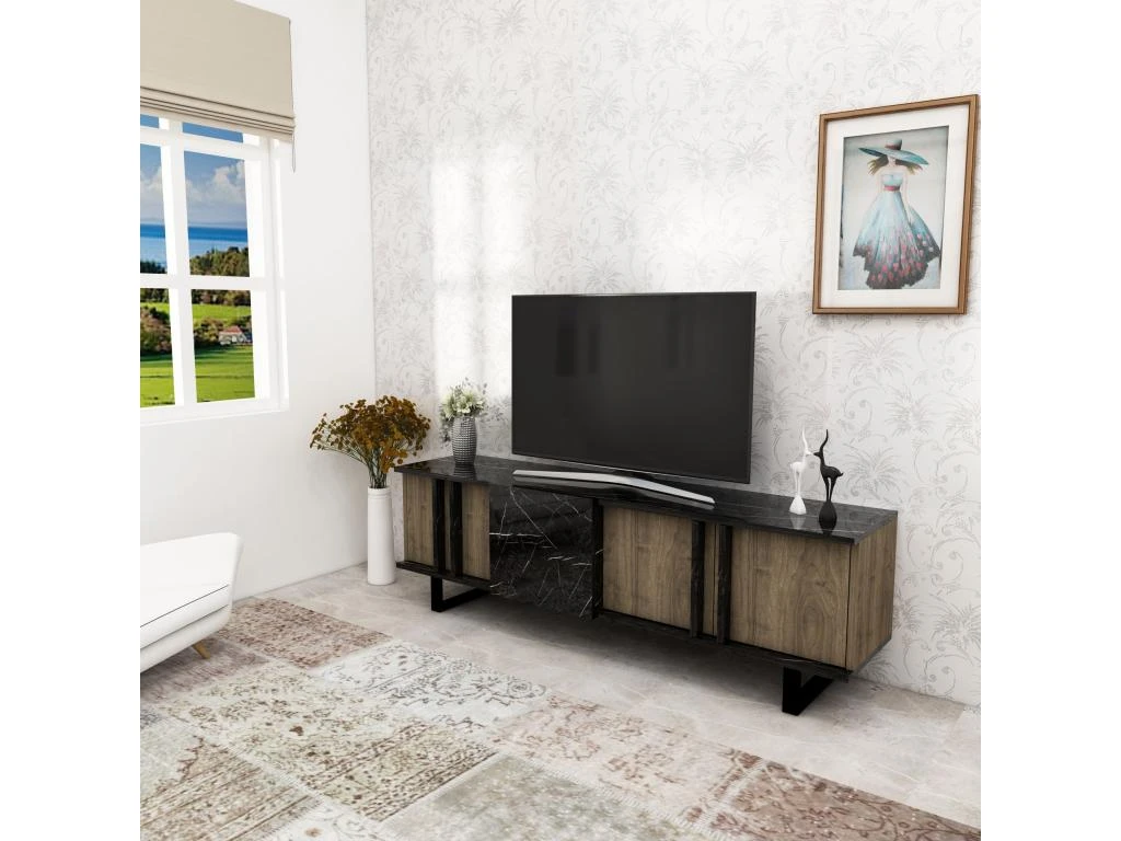 Meuble Tv Colorado Design 100 % Panneau De Particules Plaqué Mélaminé En Couleur Nogal, 150x54,6x37,1cm 6 Meuble Tv Colorado Design 100 % Panneau De Particules Plaqué Mélaminé En Couleur Nogal, 150x54,6x37,1cm – Image 4