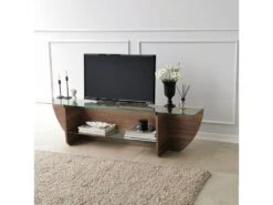 Meuble Tv Rhin Design 100% Verre Trempé En Couleur Nogal, 158x40x35cm 10 Meuble Tv Rhin Design 100% Verre Trempé En Couleur Nogal, 158x40x35cm -Meubles Soldes Boutique meuble tv 12357775