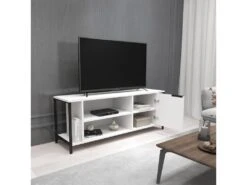 Meuble Tv Mississipi Design 100 % Panneau De Particules Plaqué Mélaminé En Couleur Beyaz Noir, 120x54x30cm -Meubles Soldes Boutique meuble tv 12357977