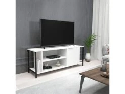 Meuble Tv Mississipi Design 100 % Panneau De Particules Plaqué Mélaminé En Couleur Beyaz Noir, 120x54x30cm -Meubles Soldes Boutique meuble tv 12357979