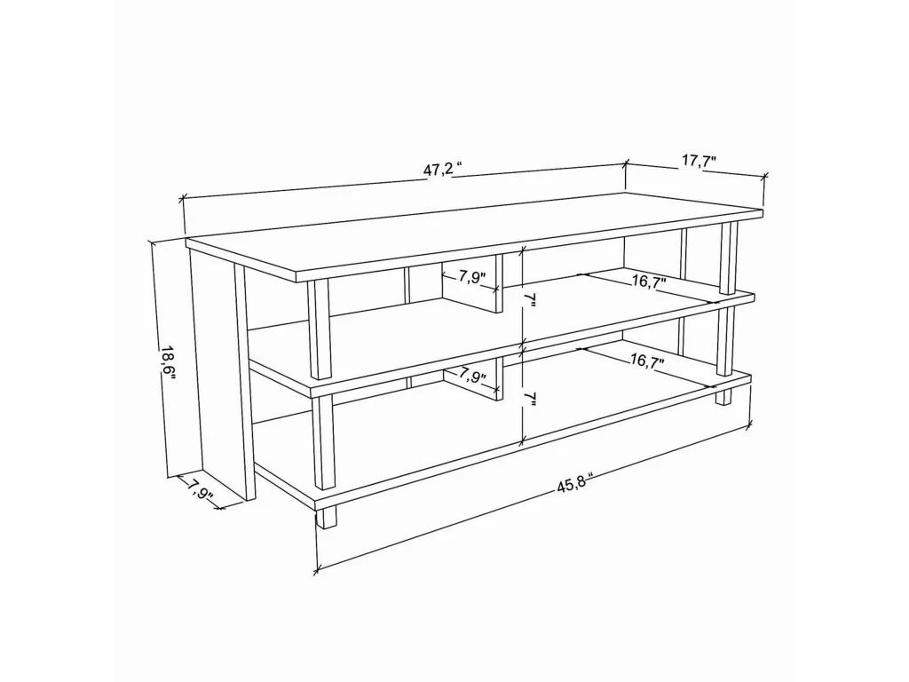 Meuble Tv Sena Design 100 % Panneau De Particules Plaqué Mélaminé En Couleur Blanc120x47,4x44,6cm 5 Meuble Tv Sena Design 100 % Panneau De Particules Plaqué Mélaminé En Couleur Blanc120x47,4x44,6cm – Image 3