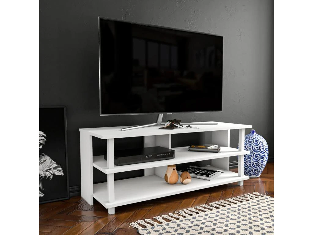 Meuble Tv Sena Design 100 % Panneau De Particules Plaqué Mélaminé En Couleur Blanc120x47,4x44,6cm 7 Meuble Tv Sena Design 100 % Panneau De Particules Plaqué Mélaminé En Couleur Blanc120x47,4x44,6cm – Image 5