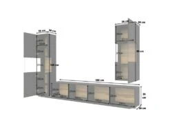 Ensemble De 3 Meubles De Salon Collection EVA. Couleur Noir Et Chêne. -Meubles Soldes Boutique meuble tv 12533869