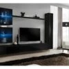 Ensemble Meuble Salon Mural SWITCH XVIII Design, Coloris Noir Brillant. -Meubles Soldes Boutique meuble tv 12534885