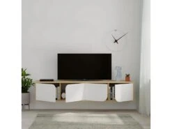 Meuble TV Spark 180cm Chêne Blanc - Venprodin -Meubles Soldes Boutique meuble tv 12653271