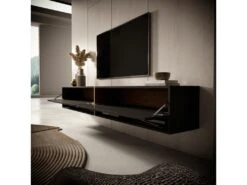 Meuble Tv 200 Cm -graphite Avec Insert Chêne Artisan - MIRRGO -Meubles Soldes Boutique meuble tv 13387437