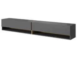 Meuble Tv 200 Cm -graphite Avec Insert Chêne Artisan - MIRRGO -Meubles Soldes Boutique meuble tv 13387441