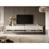 Meuble Tv 200 Cm -marbre Blanc Avec Insert D'or - MIRRGO -Meubles Soldes Boutique meuble tv 13387497
