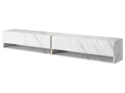 Meuble Tv 200 Cm -marbre Blanc Avec Insert D'or - MIRRGO -Meubles Soldes Boutique meuble tv 13387505