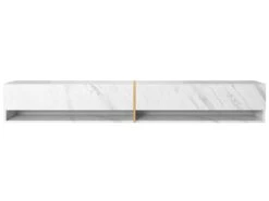 Meuble Tv 200 Cm -marbre Blanc Avec Insert D'or - MIRRGO -Meubles Soldes Boutique meuble tv 13387507