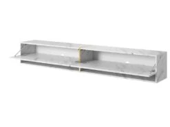 Meuble Tv 200 Cm -marbre Blanc Avec Insert D'or - MIRRGO -Meubles Soldes Boutique meuble tv 13387509