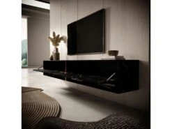Meuble Tv 200 Cm -marbre Noir Avec Insert D'or - MIRRGO -Meubles Soldes Boutique meuble tv 13387533