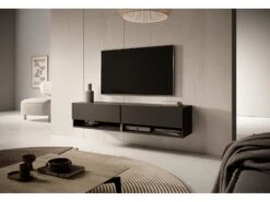 Meuble Tv 140 Cm -graphite Avec Insert Chêne Artisan - MIRRGO -Meubles Soldes Boutique meuble tv 13387611