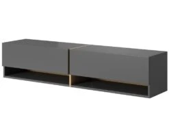 Meuble Tv 140 Cm -graphite Avec Insert Chêne Artisan - MIRRGO -Meubles Soldes Boutique meuble tv 13387617