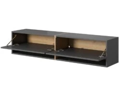 Meuble Tv 140 Cm -graphite Avec Insert Chêne Artisan - MIRRGO -Meubles Soldes Boutique meuble tv 13387619