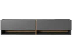 Meuble Tv 140 Cm -graphite Avec Insert Chêne Artisan - MIRRGO -Meubles Soldes Boutique meuble tv 13387621