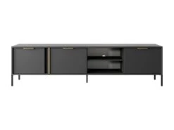 Meuble TV Avec 3 Portes Et 2 Niches - Anthracite Et Doré - PAVELI 10 Meuble TV Avec 3 Portes Et 2 Niches - Anthracite Et Doré - PAVELI -Meubles Soldes Boutique meuble tv 13388155