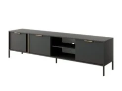Meuble TV Avec 3 Portes Et 2 Niches - Anthracite Et Doré - PAVELI 12 Meuble TV Avec 3 Portes Et 2 Niches - Anthracite Et Doré - PAVELI -Meubles Soldes Boutique meuble tv 13388163