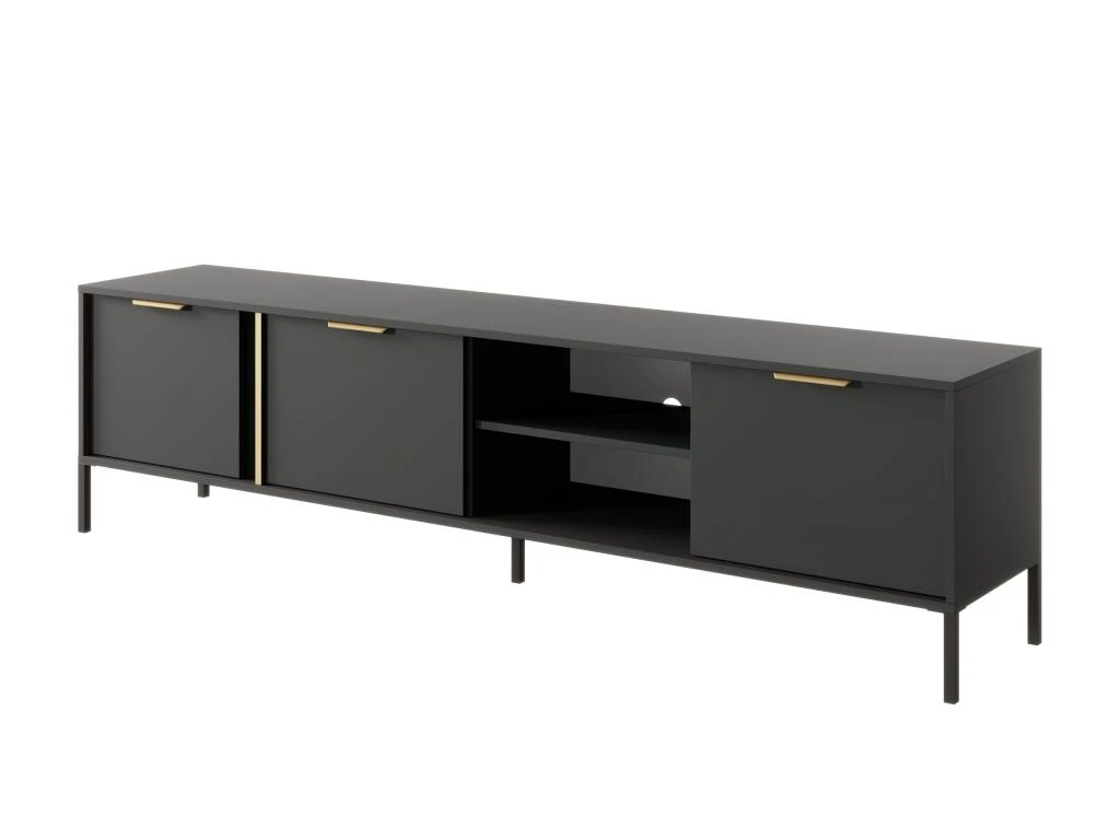 Meuble TV Avec 3 Portes Et 2 Niches - Anthracite Et Doré - PAVELI 7 Meuble TV Avec 3 Portes Et 2 Niches - Anthracite Et Doré - PAVELI – Image 5