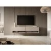 Meuble Tv 140 Cm - Couleur Gris-beige Avec Insert Doré - MIRRGO -Meubles Soldes Boutique meuble tv 13542901