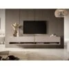 Meuble Tv 200 Cm - Couleur Gris-beige Avec Insert Doré - MIRRGO