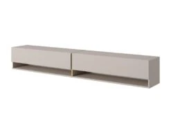Meuble Tv 200 Cm - Couleur Gris-beige Avec Insert Doré - MIRRGO -Meubles Soldes Boutique meuble tv 13542943