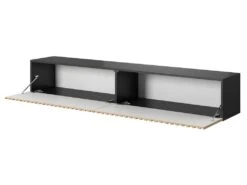 Meuble TV 175 Cm - Noir Avec Façade Artisanale Chêne Fraisé - TELIRE 10 Meuble TV 175 Cm - Noir Avec Façade Artisanale Chêne Fraisé - TELIRE -Meubles Soldes Boutique meuble tv 13837841