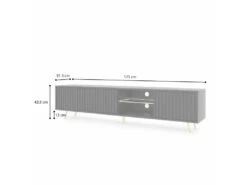 Meuble Tv Led 175 Cm Blanc, Façades à Lamelles Et Pieds Noirs - Selsey Bello -Meubles Soldes Boutique meuble tv 13903053
