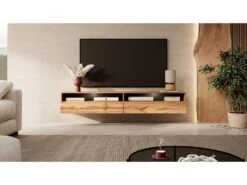 Meuble TV - 180 Cm - Chêne Wotan - Avec LED - REDNAW -Meubles Soldes Boutique meuble tv 14034091