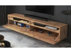 Meuble TV - 180 Cm - Chêne Wotan - Avec LED - REDNAW -Meubles Soldes Boutique meuble tv 14034097