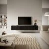 Meuble TV 175 Cm Noir Avec Façade Fraisée - VELDIO 1 Meuble TV 175 Cm Noir Avec Façade Fraisée - VELDIO -Meubles Soldes Boutique meuble tv 14111585