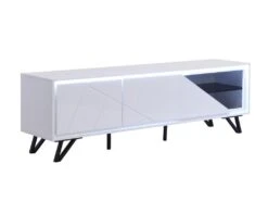 Meuble TV 3 Portes Avec LEDs En MDF - Blanc Laqué - SALIANO 18 Meuble TV 3 Portes Avec LEDs En MDF - Blanc Laqué - SALIANO -Meubles Soldes Boutique meuble tv 14212635