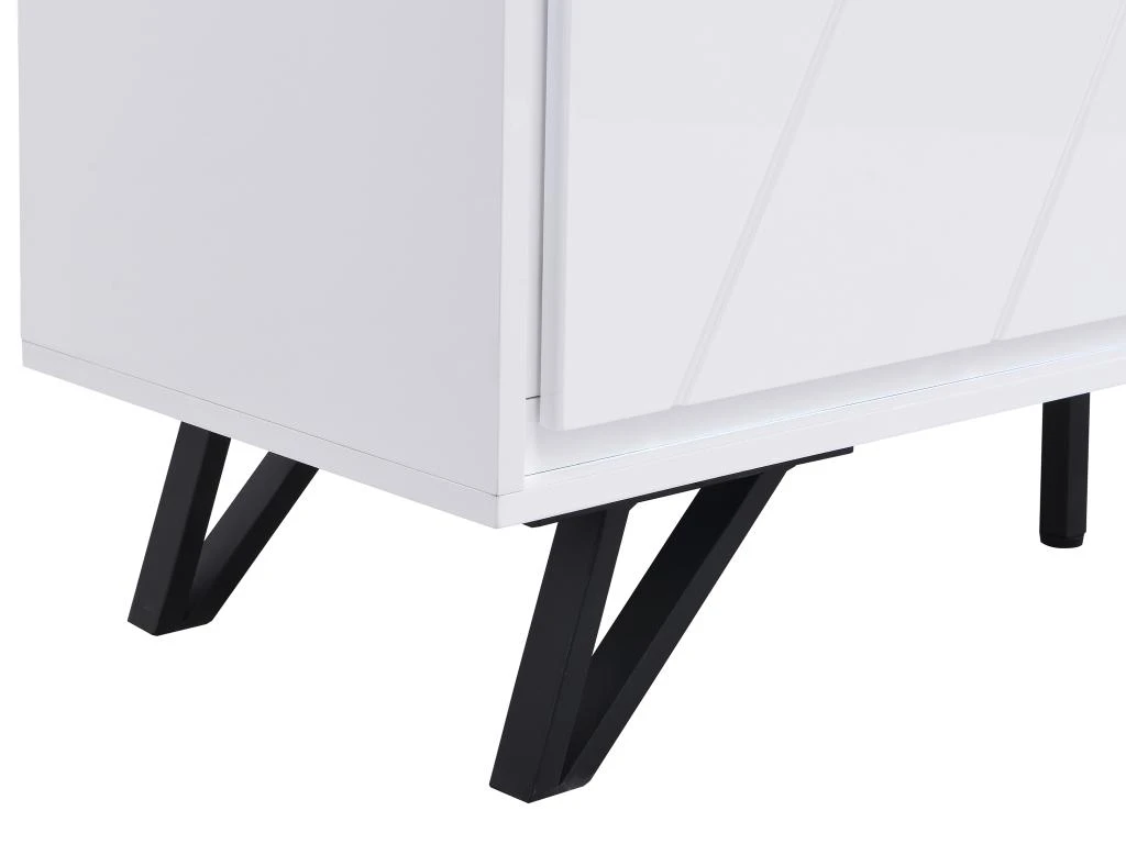 Meuble TV 3 Portes Avec LEDs En MDF - Blanc Laqué - SALIANO 13 Meuble TV 3 Portes Avec LEDs En MDF - Blanc Laqué - SALIANO – Image 11