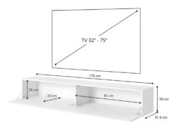 Meuble TV 175 Cm - Blanc - TELIRE 13 Meuble TV 175 Cm - Blanc - TELIRE -Meubles Soldes Boutique meuble tv 14294391