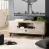 ANDRO - Meuble TV Beige Scandi 2 Portes 1 Tiroir 1 Niche Pieds Noirs 2 ANDRO - Meuble TV Beige Scandi 2 Portes 1 Tiroir 1 Niche Pieds Noirs -Meubles Soldes Boutique meuble tv 14651351