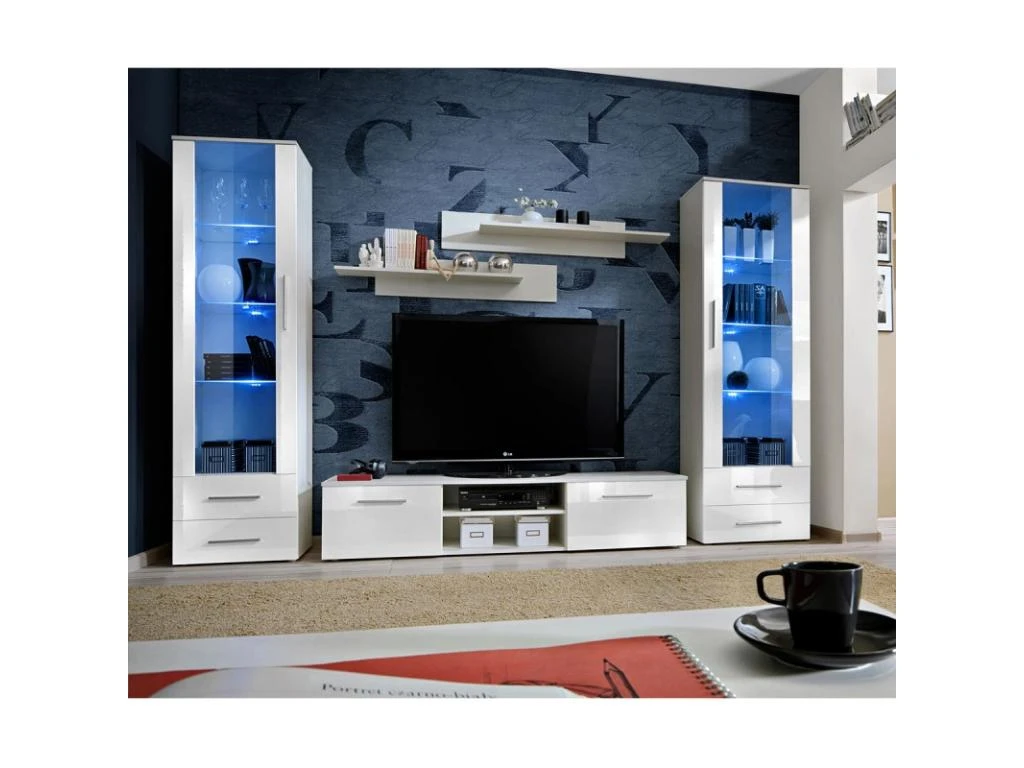 Ensemble Meuble TV & Bibliothèque "Galino III White" 320cm Blanc 3 Ensemble Meuble TV & Bibliothèque "Galino III White" 320cm Blanc