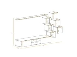 Ensemble Meuble TV "Switch XXI" 260cm Gris & Noir -Meubles Soldes Boutique meuble tv 15863279