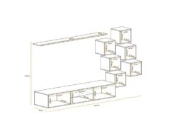 Ensemble Meuble TV "Switch XXI" 260cm Blanc & Naturel -Meubles Soldes Boutique meuble tv 15863453