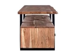 Meuble TV Avec 4 Tiroirs Et 1 étagère En Bois D'acacia Et Métal - Naturel Clair Et Noir - ADIXIA -Meubles Soldes Boutique meuble tv 16579373