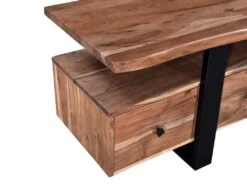 Meuble TV Avec 4 Tiroirs Et 1 étagère En Bois D'acacia Et Métal - Naturel Clair Et Noir - ADIXIA -Meubles Soldes Boutique meuble tv 16579393