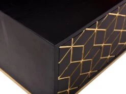 Meuble TV Avec 2 Portes Et 1 étagère En Bois De Manguier Et Métal - Noir Et Doré - ANALIMY -Meubles Soldes Boutique meuble tv 16582423