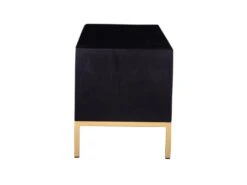 Meuble TV Avec 2 Portes Et 1 étagère En Bois De Manguier Et Métal - Noir Et Doré - ANALIMY -Meubles Soldes Boutique meuble tv 16582455