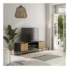 Meuble TV 2 Portes 2 Niches Noir/Bois - PIGMENT -Meubles Soldes Boutique meuble tv 18175861
