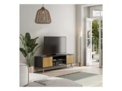 Meuble TV 2 Portes 2 Niches Noir/Bois - PIGMENT