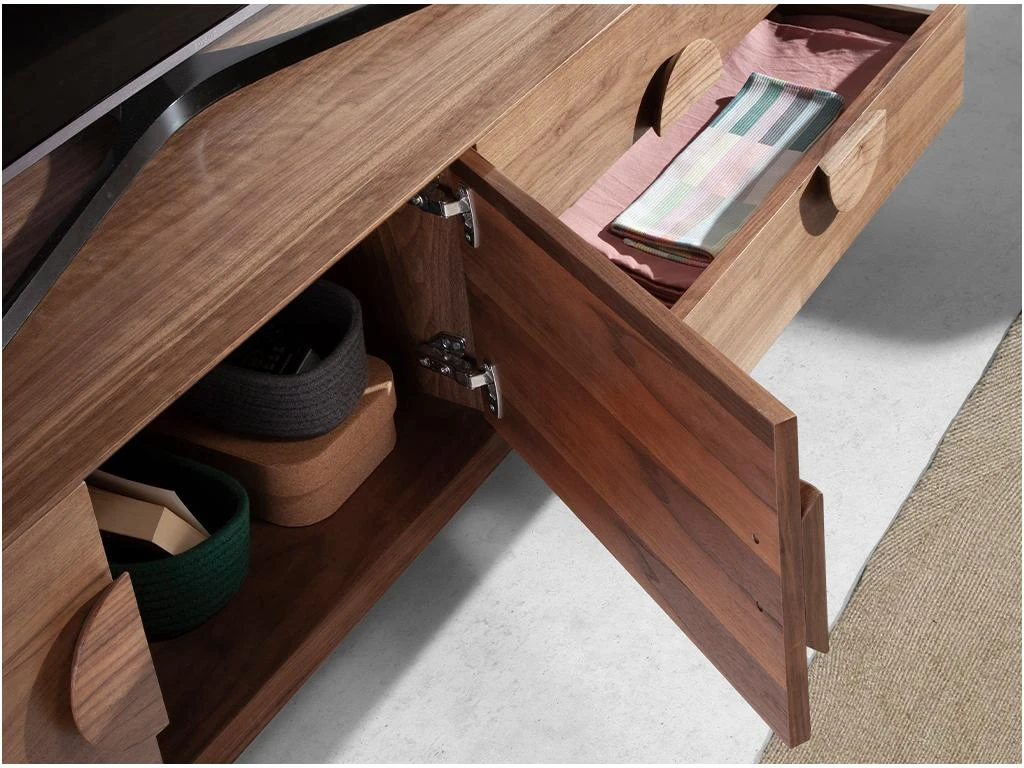 Meuble TV En Bois De Noyer Et Acier Noir 3231 ANGEL CERDA 10 Meuble TV En Bois De Noyer Et Acier Noir 3231 ANGEL CERDA â Image 8