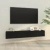 Meubles TV Muraux 2 Pcs Noir 100x30x30 Cm Bois D'ingénierie
