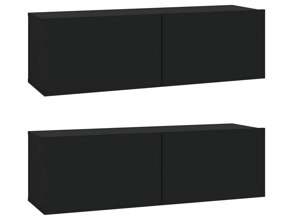 Meubles TV Muraux 2 Pcs Noir 100x30x30 Cm Bois D'ingénierie 4 Meubles TV Muraux 2 Pcs Noir 100x30x30 Cm Bois D'ingénierie – Image 2